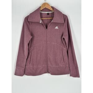 Adidas Golf Jacket Womens S Heather Burgundy Fleece Full Zip Mock Neck